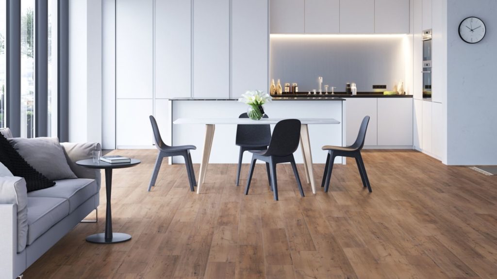 Современная кухня - модный деревянный пол